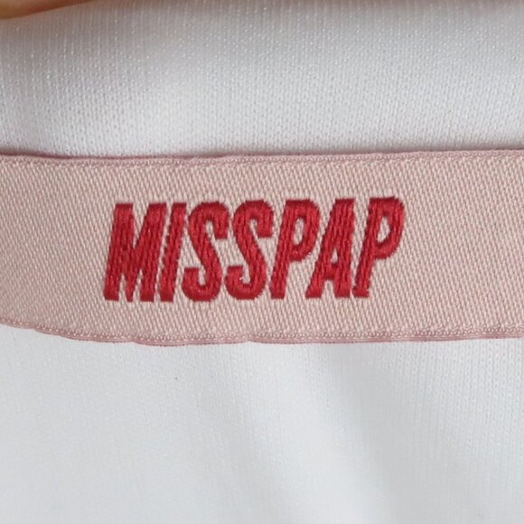 MISSPAP WHITE DEEP V NECK 1/2 PUFF SLEEVE BUBBLE DRESS SIZE 10 - Picture 3 of 9